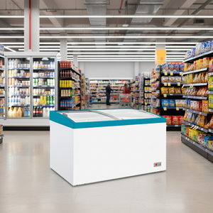 Congelador Horizontal Klimasan 408 L Comercial para Supermercado, con Vidrio Curvo Deslizante en Ángulo, 2 Puertas, Una Sola Temperatura, Descongelación Automática - Product Image 3