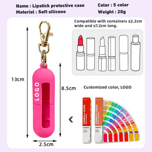 Tempat Lipstik Kapsul Silikon untuk Botol Air, Aksesori Botol Air Dekoratif dengan Gantungan Kunci Lip Balm - Product Image 3