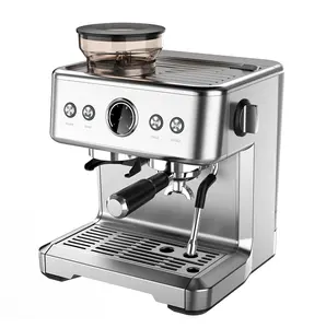 Silver Espresso Maker Temperature Control 15Bar 2 Cup Espresso Coffee Maker Espresso Machine