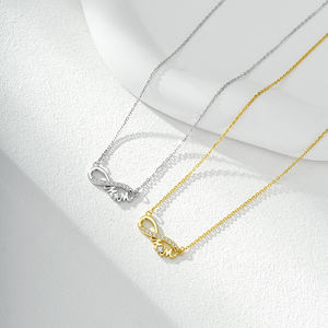 Gran oferta, Día regalos para el de la madre, collar, colgante infinito, circón, plata 925, oro de 18K, collar de mamá para mujer - Product Image 6