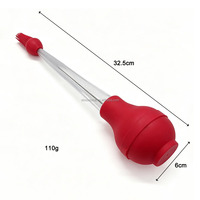 Injecteur de marinade en silicone pour dinde avec aiguille et brosse, silicone de qualité alimentaire, système de saignée facile à utiliser pour des rôtis juteux