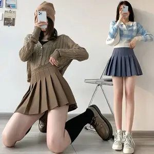 스커트 하이 웨이스트 주름 치마 여성 탄성 단어 2023 일본 학생 향신료 소녀 기질 유니폼 미끄럼 방지 스커트