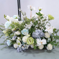 Arche florale de fleurs artificielles bleues pour mariage, toile de fond, vente en gros, conception personnalisée, décoration événementielle, fournisseur d'usine, commande en gros