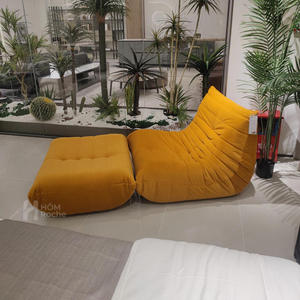 High Quality Yellow Suede Recliner Couches Lounge Chair with Ottoman for Hotel Home - Product Image 3