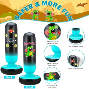 Saco de Boxeo Inflable de Dinosaurio Premium para Niños, 48 Pulgadas, Set de Entrenamiento de Boxeo Estable para Edades de 3 a 6 Años, Juguete de Karate y Taekwondo, Regalo - Product Image 3