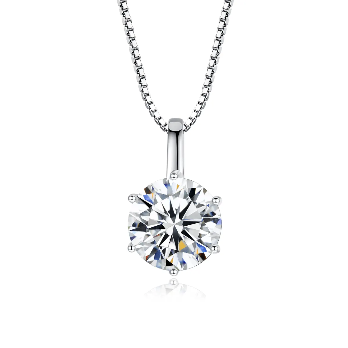 CZCITY Moissanite Pendant Necklace S925 Sterling Silver Chain Diamond Round Moissanite Necklace Jewelry for Women