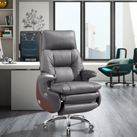 Chaise de bureau exécutive moderne de massage électrique haut de gamme, ergonomique, réglable, pivotante, en cuir véritable, professionnelle