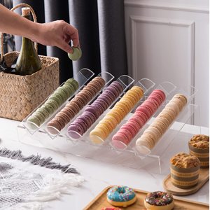 Modern akrilik Macaroon teşhir tepsisi 6 yuvaları Macaroon bisküvi standı için bağlantısız Premium vitrin rafı için hafif - Product Image 1