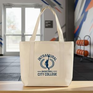 Sac fourre-tout bicolore personnalisé en toile pour le basketball intra-universitaire, idéal pour les événements scolaires promotionnels et les cadeaux sponsorisés - Product Image 1