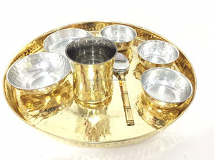 Dinner Set Gold Color Engraving Design Kitchen Utensils Kitchenware & Tabletop Serving Luxury Product Best Quality Indian Style - Product Image 2