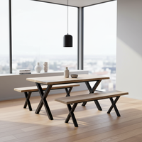 Table à manger rectangulaire carrée en bois massif de qualité supérieure, style moderne minimaliste, structure en métal multifonctionnelle, 8 places, meubles pour la maison