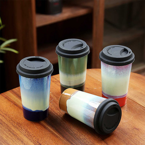 Custom Kiln Glazed Coffee to Go Cup Ceramic Travel Mug with Silicone Lid - Product Image 1