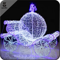 Lampu Motif Kereta Labu Cinderella 3D LED untuk Natal, Taman Luar Ruangan, Dekorasi Lanskap Pernikahan, IP65