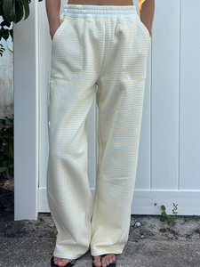 Custom OEM Summer Plus Size Two Piece Casual Women's Wide Leg Pants Sweatshirt Women's Pants &amp; <strong>Trousers</strong> Stripes - Product Image 3