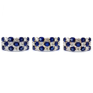 ชุดกรงเล็บสีขาว18K แหวนไพลินทรงกลมตัดสวยงามสวยงาม - Product Image 4