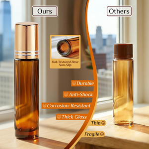 ขวดแก้วน้ำหอมแบบโรลออนทรงกลมสูง ขนาด 10 มล. 15 มล. แบบขายส่ง OEM รับทำโลโก้ตามสั่ง ขวดเปล่าแบบหรูหรา ขวดน้ำมันบำรุงรอบดวงตา พร้อมลูกกลิ้ง - Product Image 4