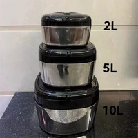 Ensemble chauffe-plats Hot Pot pour la maison, 3 pièces, 2L, 5L, 10L, en acier inoxydable noir, grande capacité, boîte à lunch portable, ensemble chauffe-plats carré