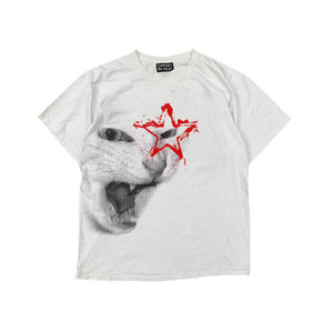 T-shirt girocollo da 180 g, 95% cotone 5% poliestere, con stampa divertente Rock Cat, estetica romantica punk Y2K, vestibilità ampia a maniche corte per l'estate - Product Image 1