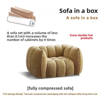 Fauteuil nuage individuel en velours, fauteuil d'appoint compressé dans une boîte pour salon, chambre, appartement, décoration