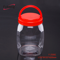 Pot carré en plastique transparent de qualité alimentaire de 2500 ml pour bonbons aux cacahuètes, avec couvercle