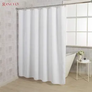 Customized Design Walf Checks Shower Curtain White Color Shower Curtain Set For Bathroom