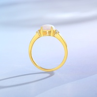Bague ovale en opale bleue et blanche de marque JX, très vendue, pour femmes, en argent S925, style rétro luxueux, plaqué or 18 carats, électroplaqué