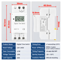 Sakelar Timer Digital LCD Elektrik Terprogram AHC30A 24 Jam Kontrol Otomatis Mingguan Bertenaga Baterai IP44 Tembaga AC 220V 30A