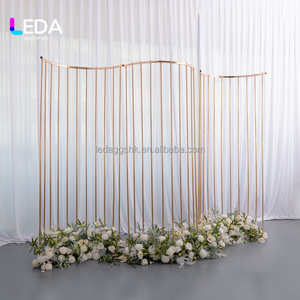 LEDA Wedding Decoration Shiny Gold Half Cylinder Shape Metal <b>Backdrop</b> <b>Stand</b> Wedding Stage Decoration for Events Decor - Product Image 3