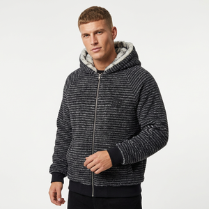 Blouson Bomber Long Unisexe en Polaire Style Rétro Américain avec Broderie Lettres, Chaud et Rembourré en Acrylique pour l'Hiver, Idéal Streetwear - Product Image 1