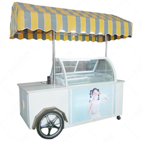 Chariot à glace à trois roues avec compresseur d'air, style thaïlandais, pour boissons frites, chariot à pousser à trois roues, plaque froide