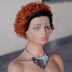 Wholesale <strong>Afro</strong> Curly Short for Pixie Cut Black Woman Front 13x4 T Part <strong>Wig</strong> 13x4 Lce Front T Part Perruque for Pixie Cut - Product Image 4