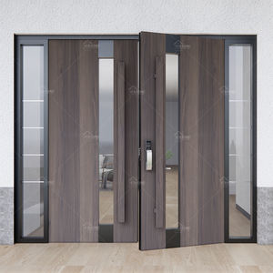 UK High Standard Solid Wood Main Entrance Double <strong>Door</strong> Latest Design Main Double <strong>Door</strong> Double <strong>Leaf</strong> Walnut <strong>Timber</strong> <strong>Door</strong> - Product Image 3
