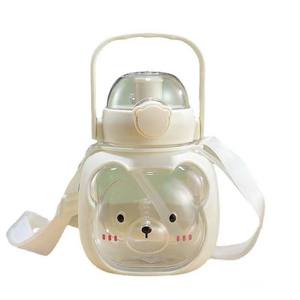 Nube orso di plastica grande pancia tazza di acqua semplicità studente femminile portatile con paglia bambini carini - Product Image 4
