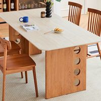 Table à manger rectangulaire moderne en bois et pierre frittée, établi multifonctionnel pour salon domestique