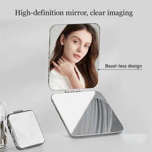 Custom Logo Stainless Steel Double-sided Pocket <b>Compact</b> Folding Mini Travel Portable Small Foldable Makeup <b>Mirror</b> for Cosmetic - Product Image 2