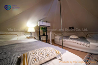 Tente de luxe en forme de cloche de type yourte mongole 3M 4M 5M 6M imperméable en toile de coton Oxford pour le glamping, portable, pour l'extérieur, 4 saisons