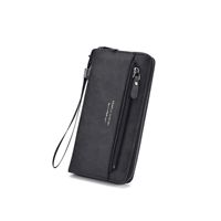 2025 Nieuwe Heren Lange Portemonnee Met Externe Kaartsleuven Zachte Pu Rits Waterdichte Jeugd Mode Clutch Telefoon Tas Polyester Voering