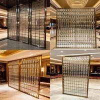 Paravent décoratif en verre et acier inoxydable doré de luxe avec éclairage LED pour hall d'hôtel, villa, restaurant