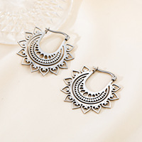 Pendientes de acero inoxidable para mujer elegantes de moda americana europea, corazón de ganchillo de corte Retro Simple geométrico