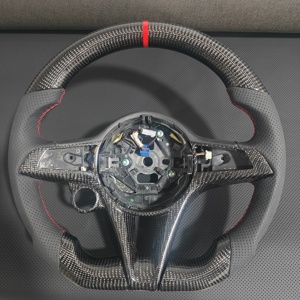 Volante Personalizado de Fibra de Carbono Real para <span class=keywords><strong>Alfa</strong></span> <span class=keywords><strong>Romeo</strong></span> Giulia <span class=keywords><strong>Stelvio</strong></span> 2017-2019, Interior de Auto - Product Image 1