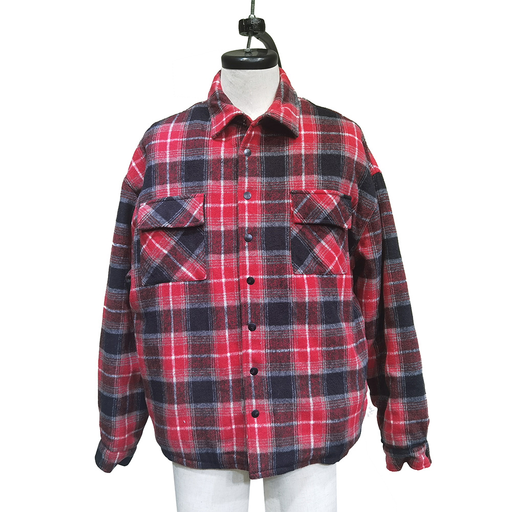 Men's Casual Street Style Puffer Jacket Coat Spring and Autumn Plaid Fabric Cotton Long Length