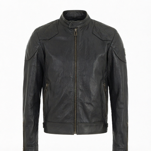 Chaqueta de cuero genuino para hombre, ropa exterior para motocicleta, impermeable, a prueba de viento, con cremallera, abrigo informal de invierno, servicio OEM - Product Image 1