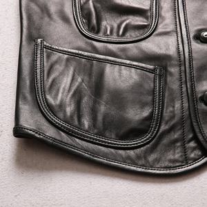 Wholesale Vests for <strong>Men</strong> Stylish Genuine Leather Streetwear Utility <strong>Gilet</strong> With Pocket Plus Size 100% Natural <strong>Sheepskin</strong> Jacket - Product Image 5