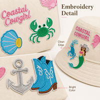 Lot de patchs brodés personnalisés pour l'été, pour chapeaux et sacs fourre-tout DIY, thème plage et cowgirl côtier, fournisseur en gros