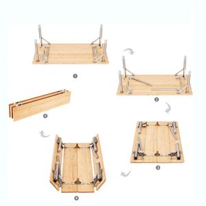 <span class=keywords><strong>Table</strong></span> de camp multifonctionnelle à hauteur réglable pour l'extérieur avec pieds en alliage d'aluminium <span class=keywords><strong>Table</strong></span> de <span class=keywords><strong>camping</strong></span> pliable en bois et <span class=keywords><strong>bambou</strong></span> à quatre volets - Product Image 4