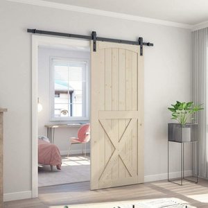 <span class=keywords><strong>Porte</strong></span> de <span class=keywords><strong>grange</strong></span> <span class=keywords><strong>coulissante</strong></span> en bois massif de 36 pouces x 84 pouces pré-percées et étanches prêtes à assembler pour la chambre à coucher - Product Image 2