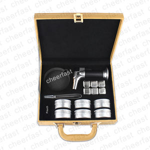 Barman Personnalisé Fumé 6 Sortes Différentes Saveurs Copeaux De Bois Cocktail Fumeur Kit Coffret Cadeau Cocktail Fumeur Kit Pu Cuir - Product Image 2