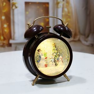 New Arrivals Christmas Decorations Snowman <b>Clock</b> Glitter Water <b>Led</b> Lantern Battery Warm White Home Table Decoration Lights - Product Image 2