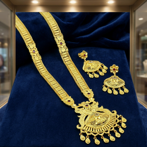 Venta al por mayor de collares largos de boda de oro de 14K, 18K, 24K con piedras AD, conjunto de joyería larga de latón dorado AD, conjunto de joyería de diseño tradicional - Product Image 2