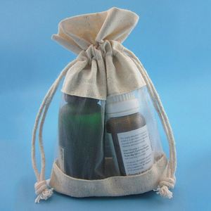 Sac en mousseline de coton personnalisé à la mode avec fenêtre en organza, sacs cosmétiques - Product Image 1